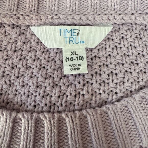 NWT Time and Tru (XL) knit pullover sweater lavender western boho style fringe - Picture 3 of 7